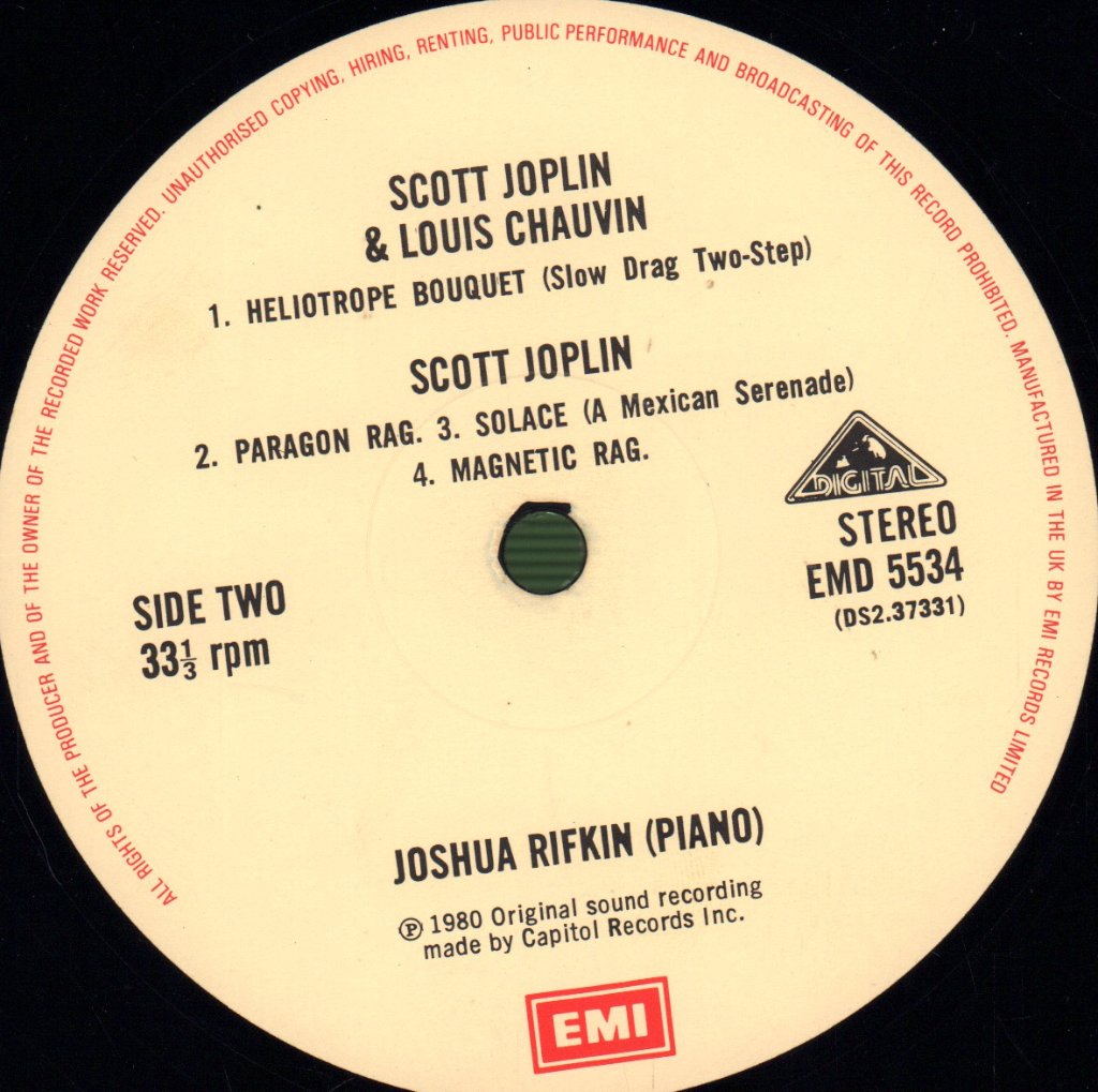 Joshua Rifkin - Digital Ragtime - Music Of Scott Joplin - Lp