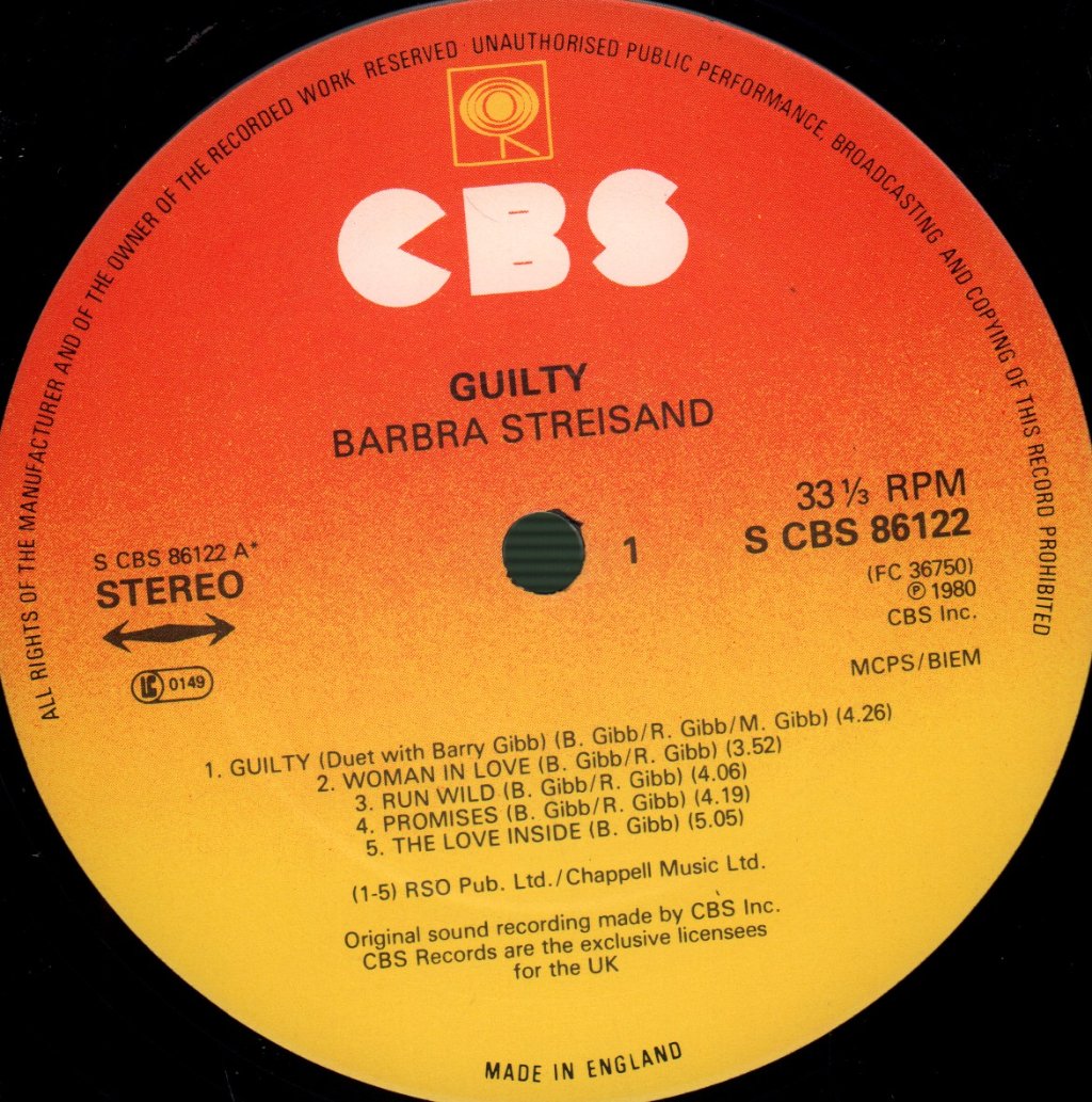 Barbra Streisand - Guilty - Lp