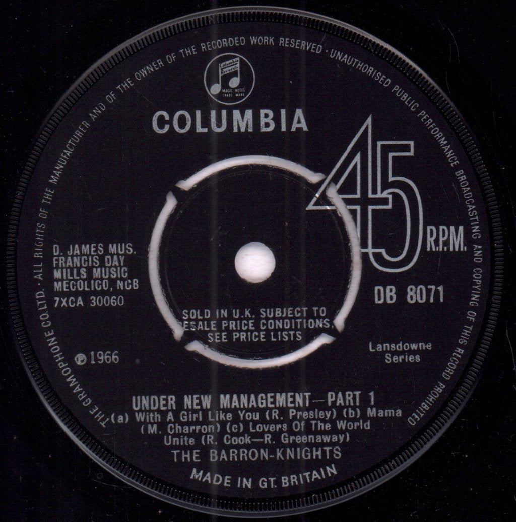Barron Knights - Under New Management - 7 Inch