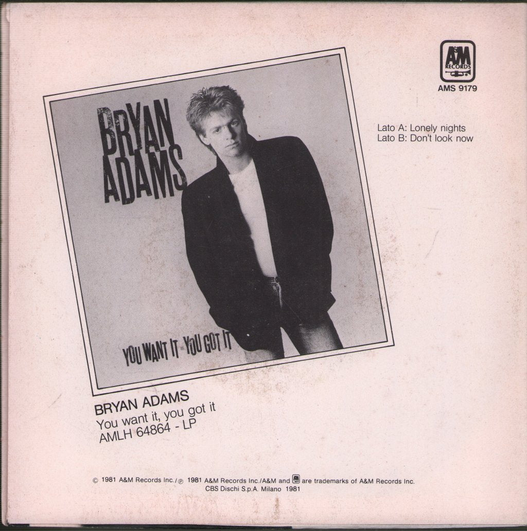 Bryan Adams - Lonely Nights - 7 Inch