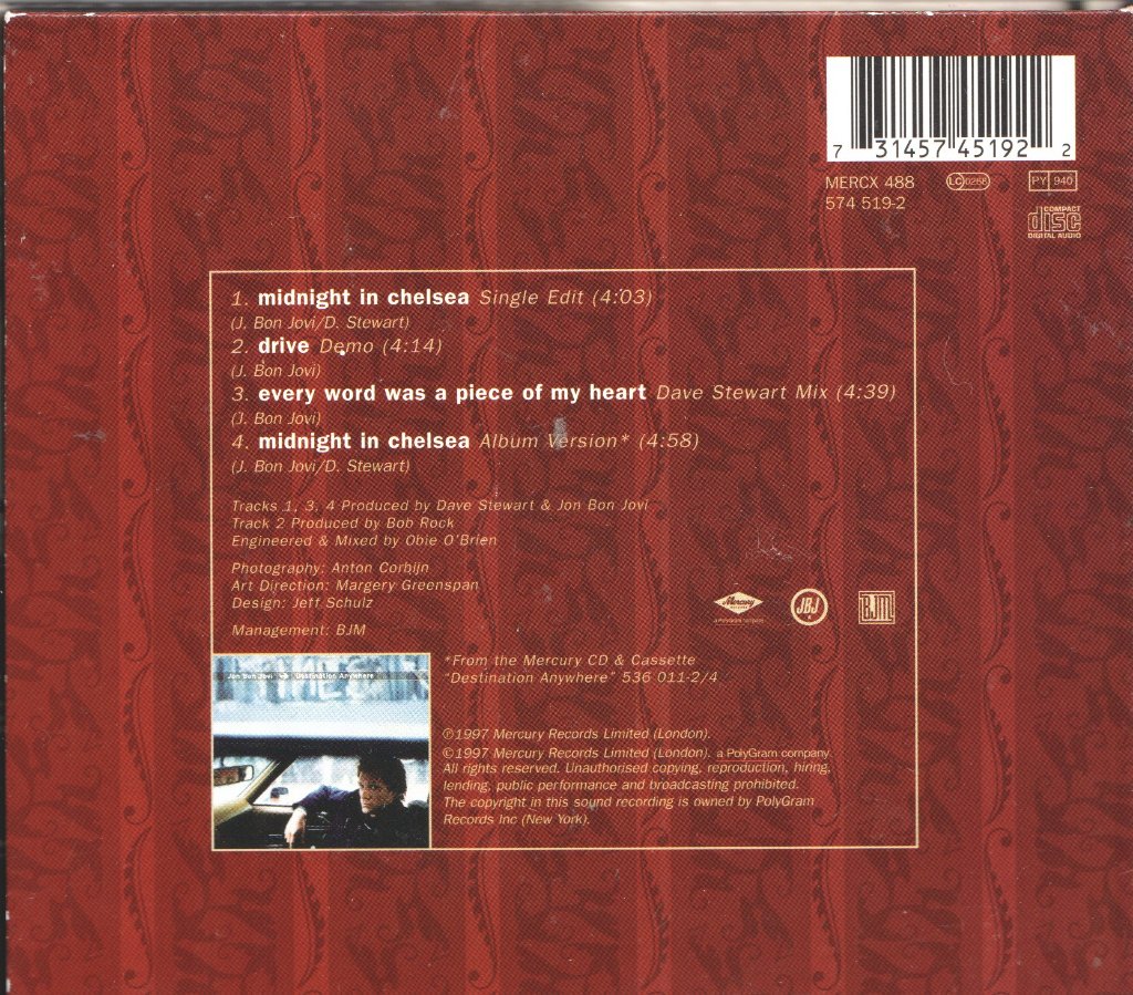Jon Bon Jovi - Midnight In Chelsea - Cd