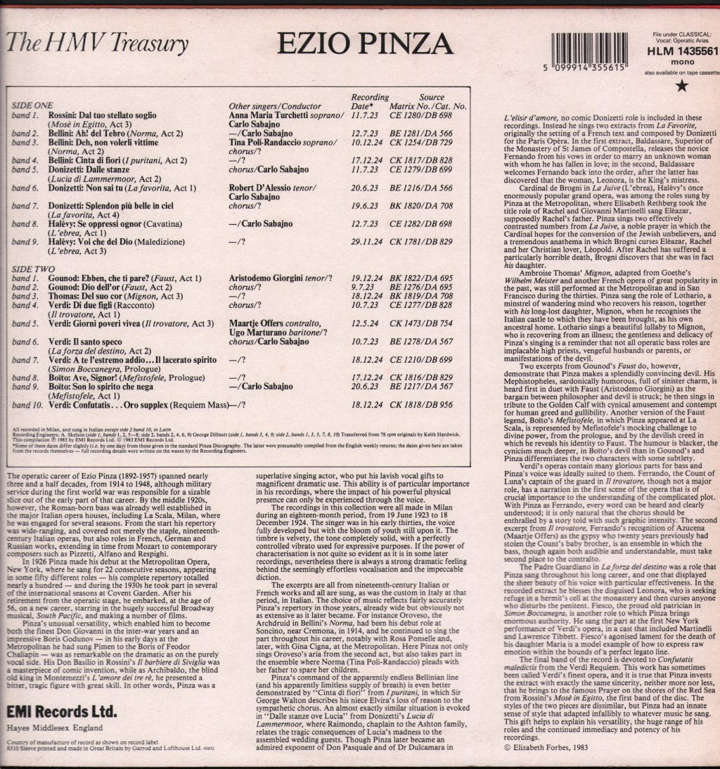 Ezio Pinza - Ezio Pinza - The First Recordings:1923-4 - Lp