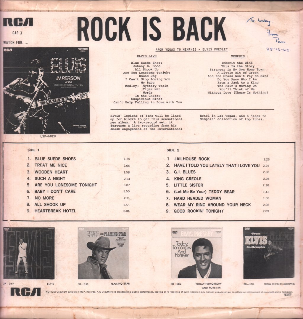 Elvis Presley - Rock Is Back - Elvis Is King! - Lp
