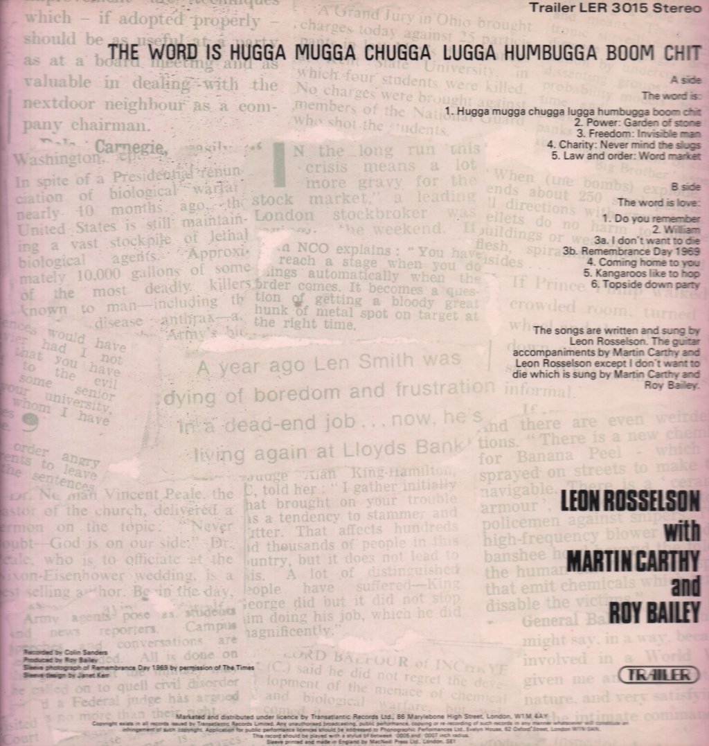 Leon Rosselson - My Word Is Hugga Mugga Chugga Lugga Humbugga Boom Chit - Lp