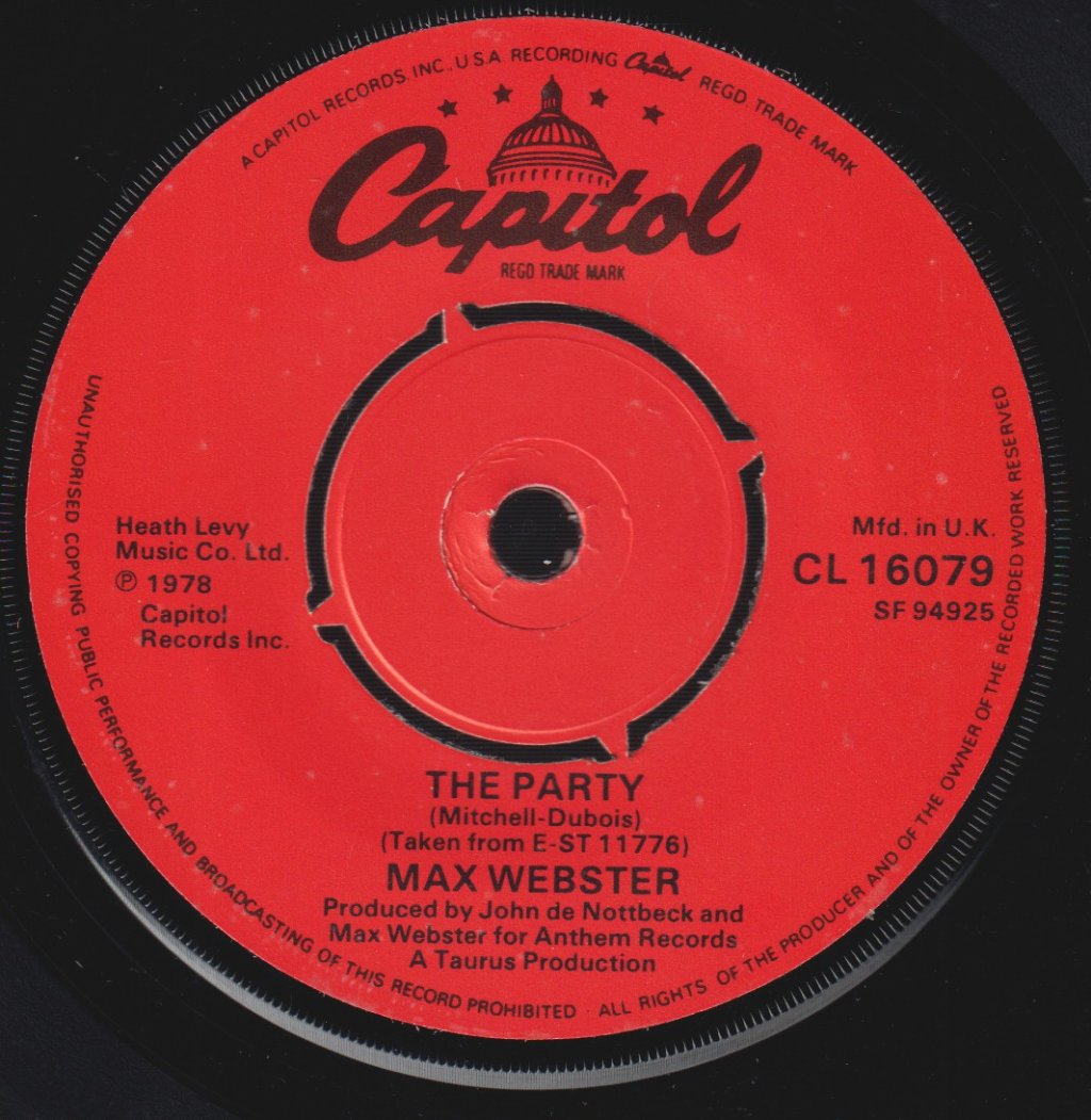 Max Webster - Paradise Skies - 7 Inch