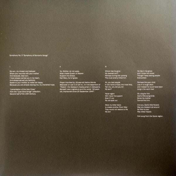 Beth Gibbons and the polish national radio symphony orchestra - gorecki Symphony No. 3 Symphony Of Sorrowful Songs Op. 36 - Lp