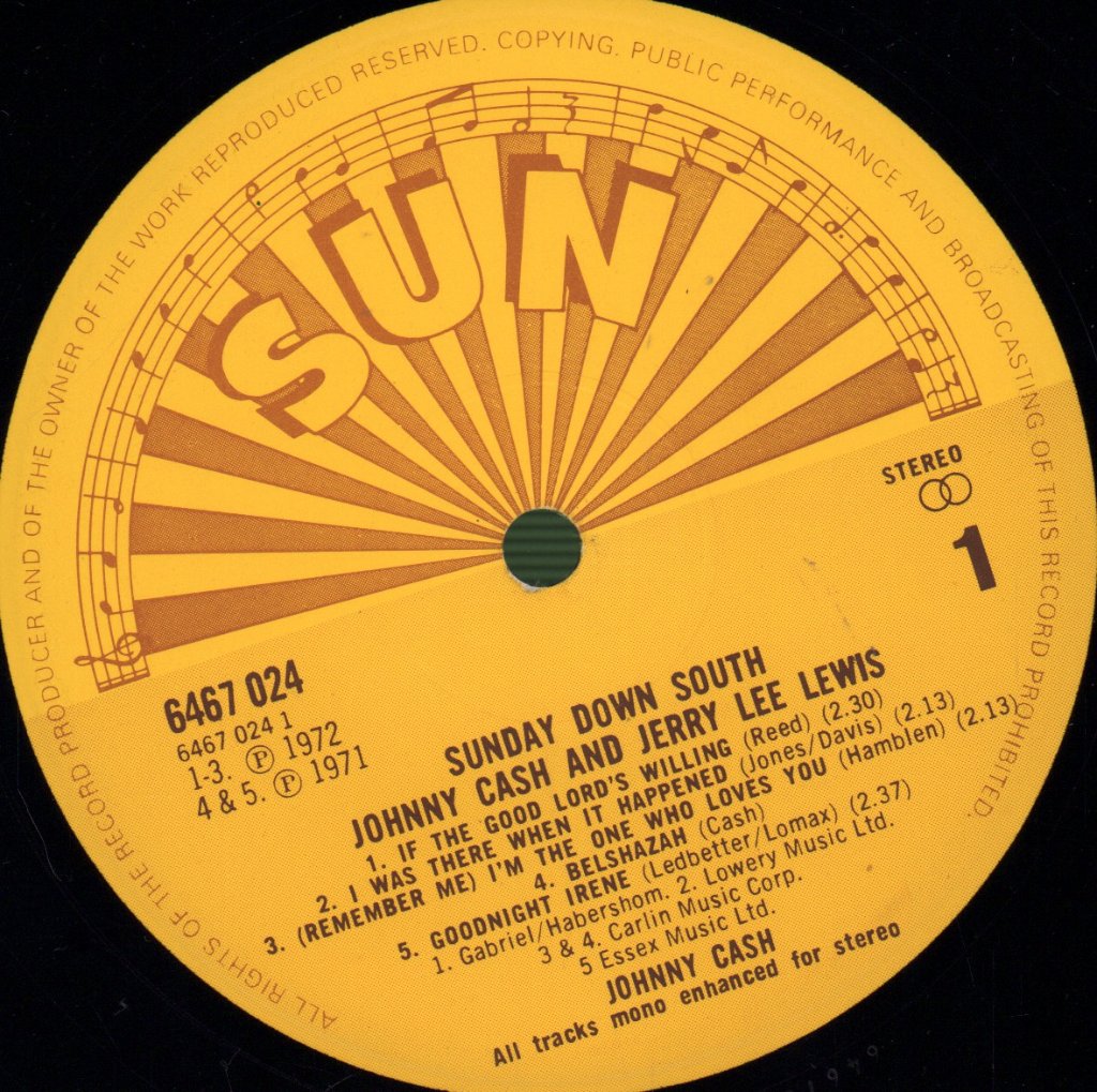 Johnny Cash And Jerry Lee Lewis - Sunday Down South - Lp
