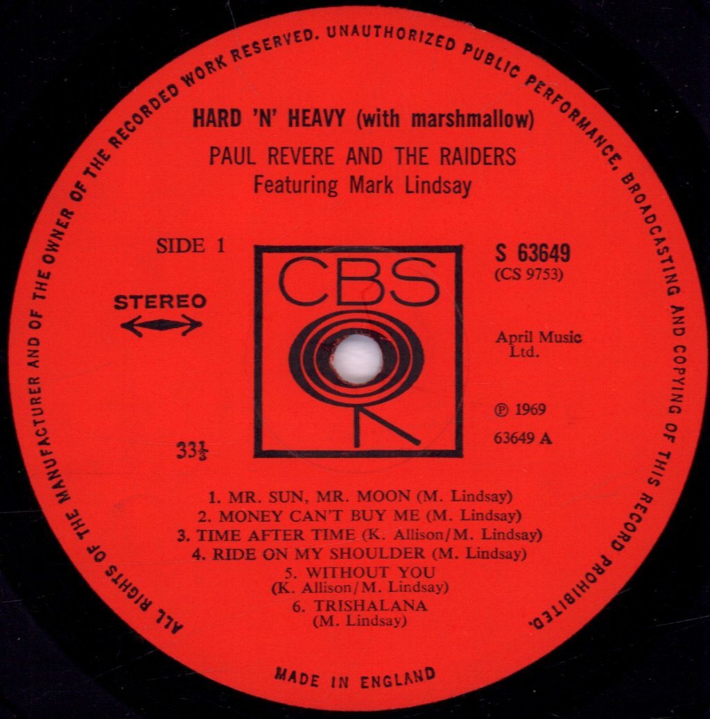Paul Revere And The Raiders - Hard N Heavy - Lp