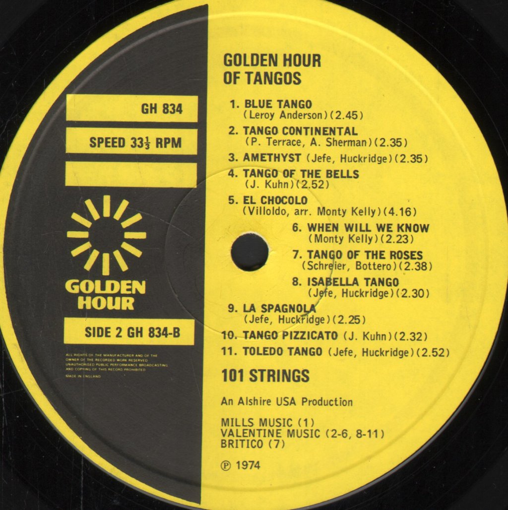 101 Strings - Golden Hour Of Tangos - Lp