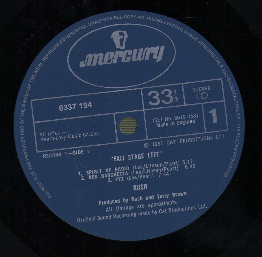 Rush - Exit Stage Left - Double Lp