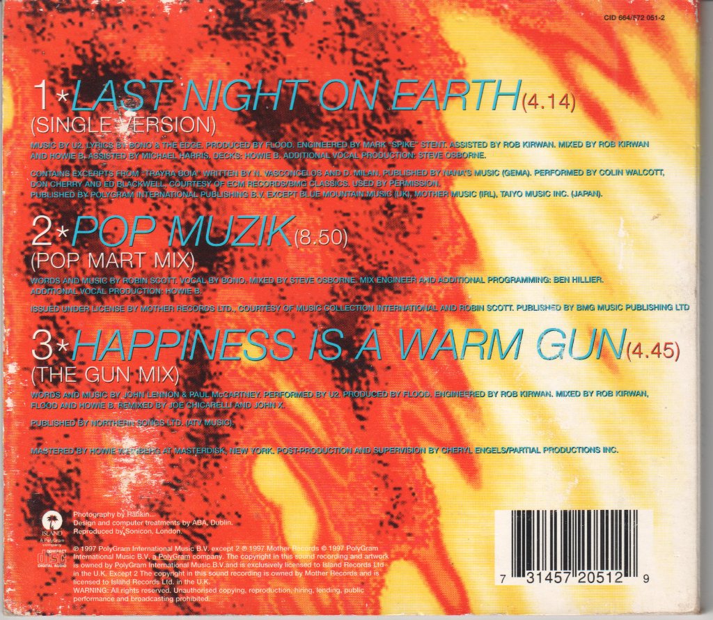 U2 - Last Night On Earth - Cd