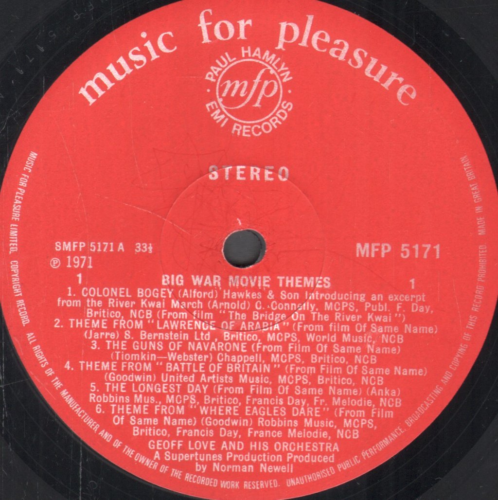 Geoff Love And His Orchestra - Big War Movie Themes - Lp