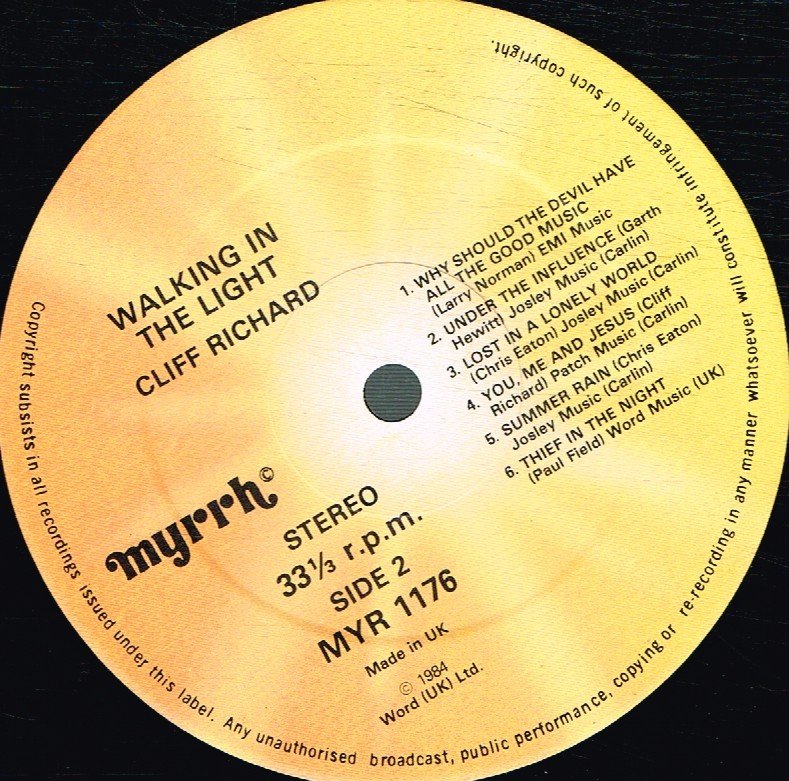 Cliff Richard - Walking In The Light - Lp