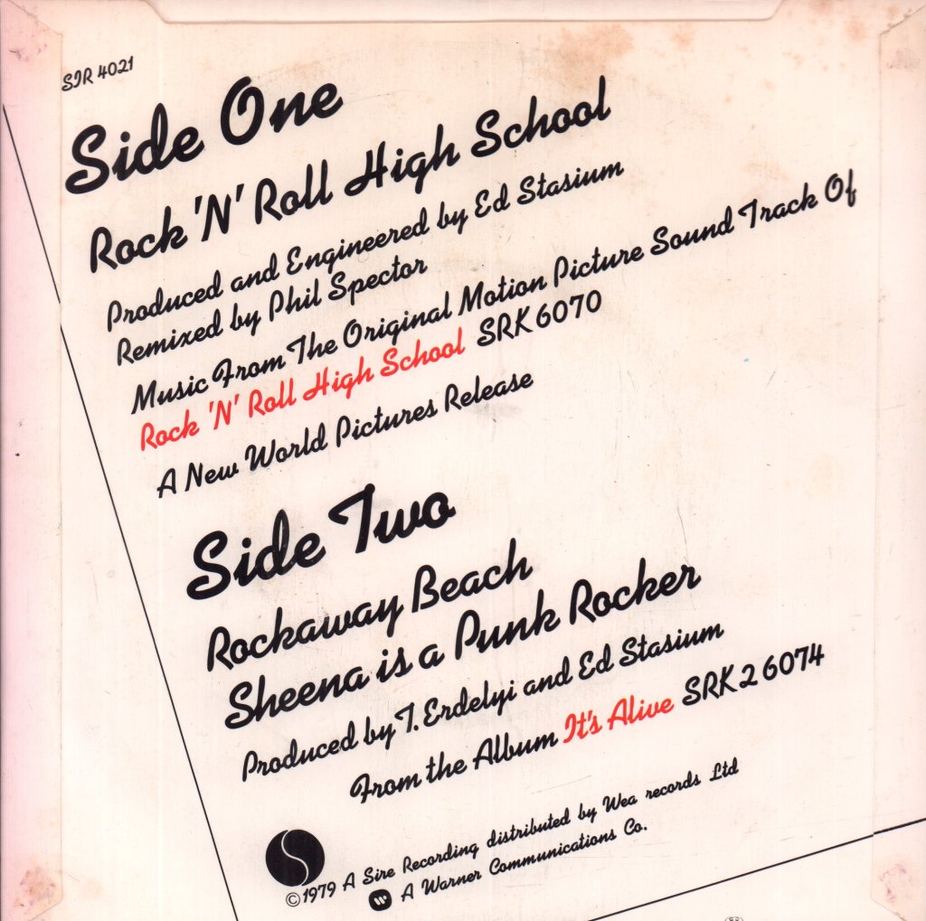 Ramones - Rock N Roll High School - 7 Inch