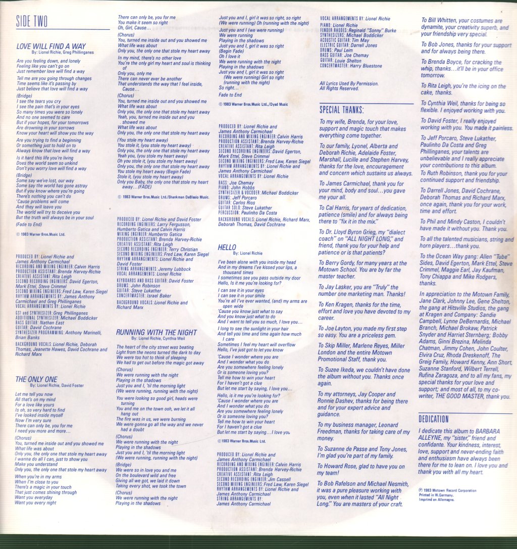 Lionel Richie - Can't Slow Down - Lp