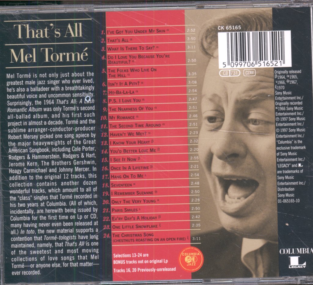 Mel Tormé - That's All - Cd