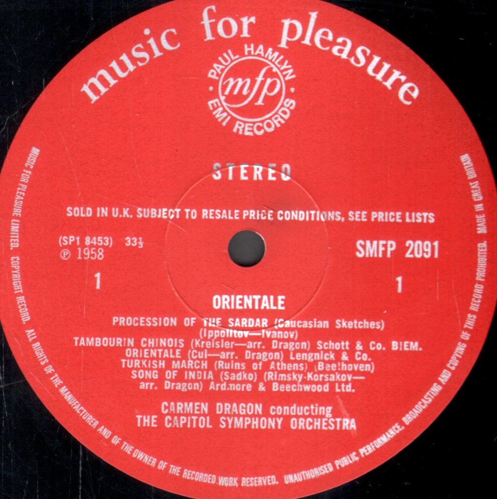 Carmen Dragon / Capitol Symphony Orchestra - Orientale/Turkish March/Chinese Dance/Ballet Egyptian/And Others - Lp
