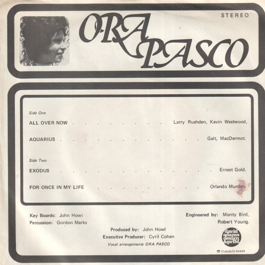 Ora Pasco - All Over Now - 7 Inch