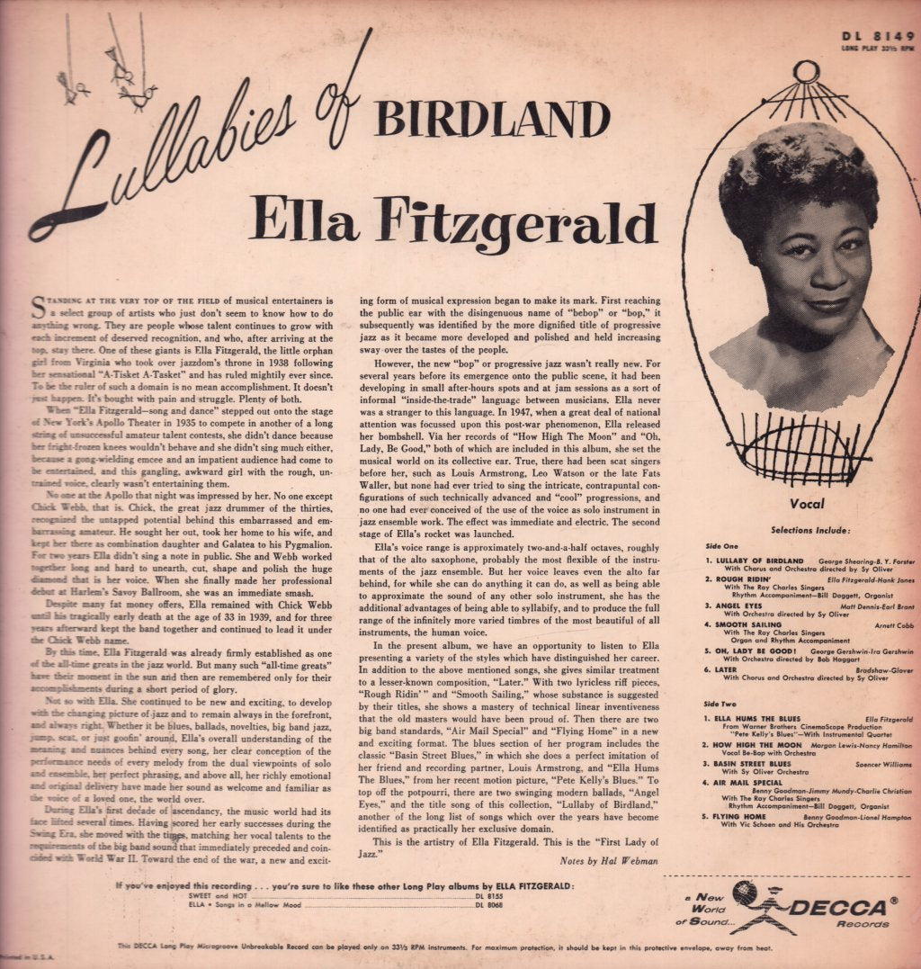 Ella Fitzgerald - Lullabies Of Birdland - Lp