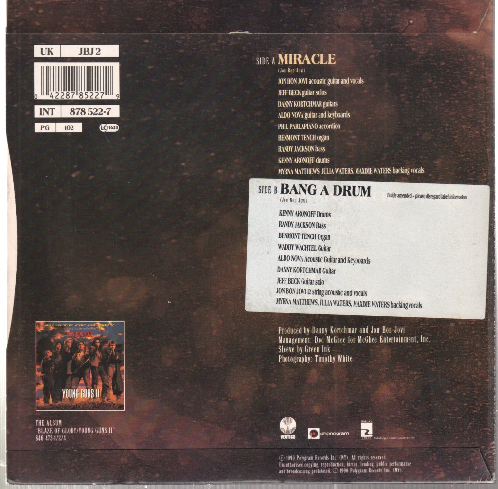 Jon Bon Jovi - Miracle - 7 Inch