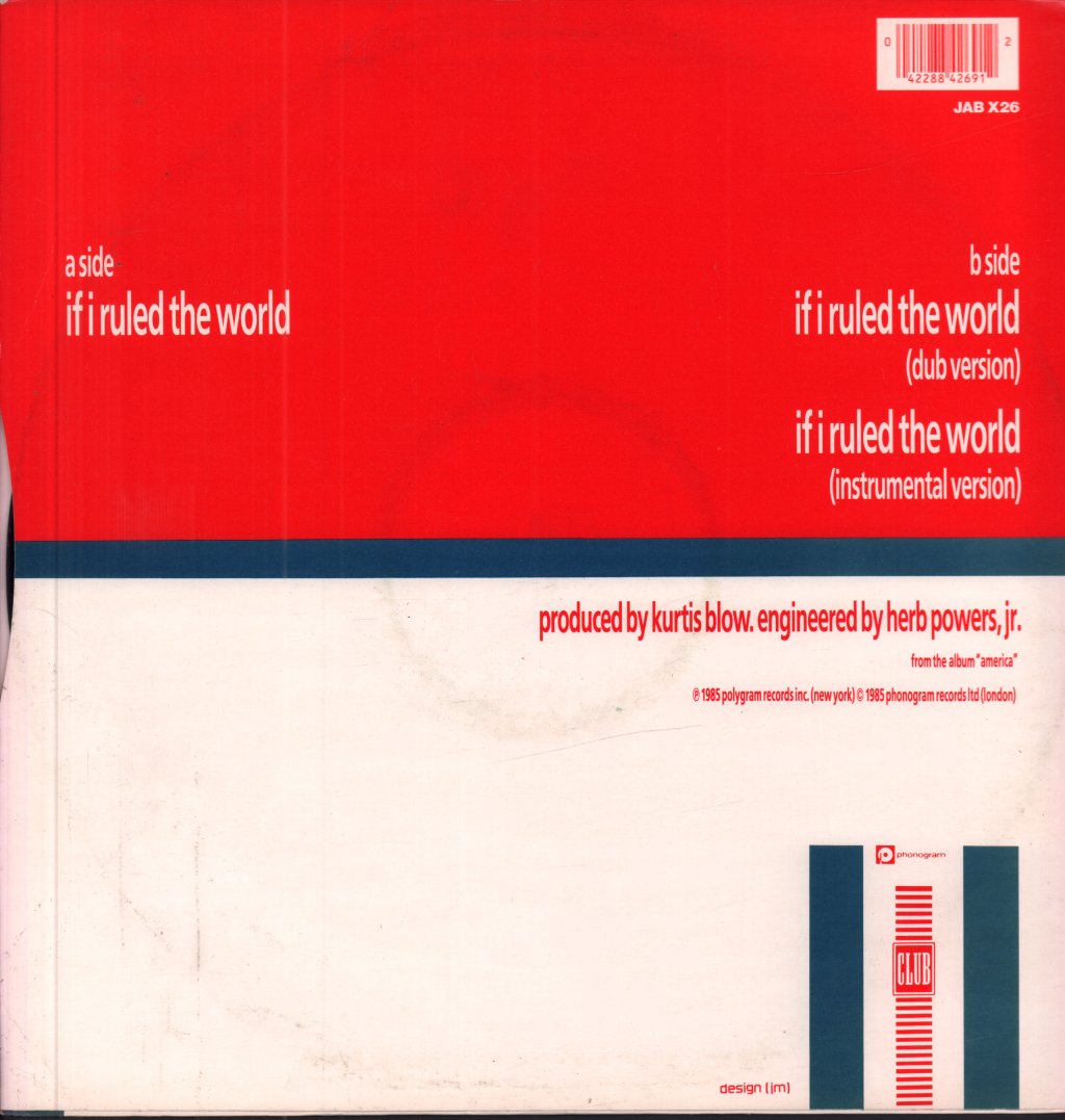 Kurtis Blow - If I Ruled The World - 12 Inch