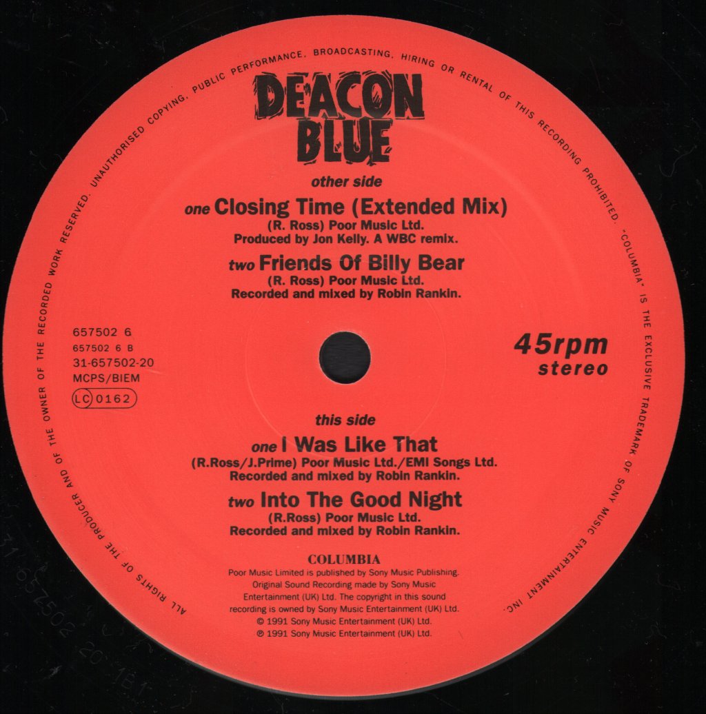 Deacon Blue - Closing Time - 12 Inch