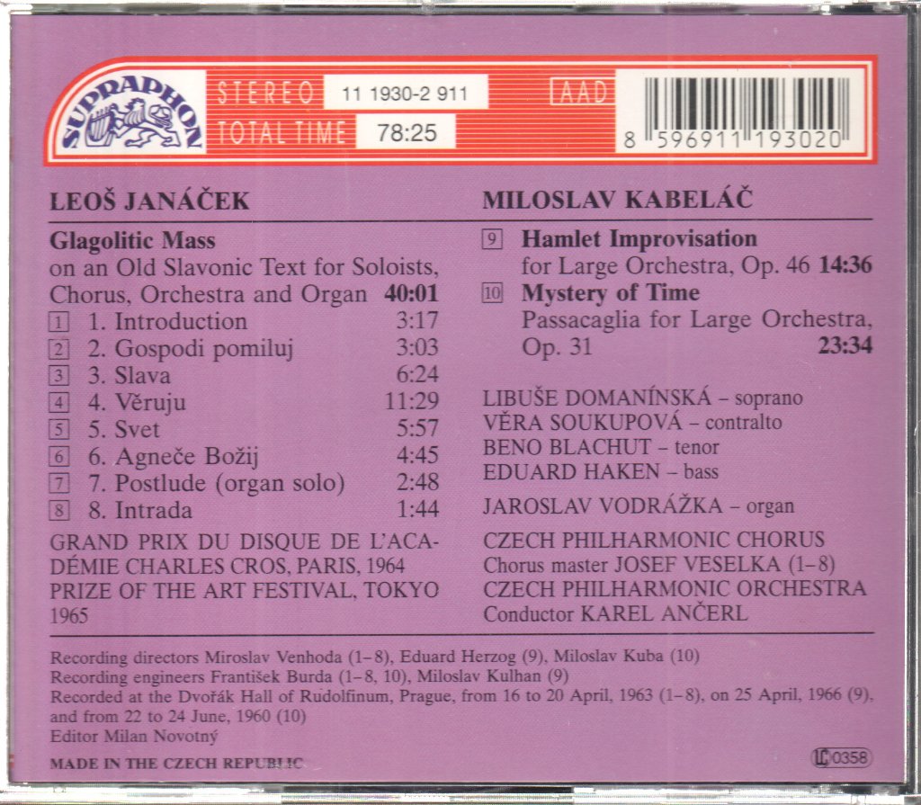 Various Artists - Leoš Janáček, Miloslav Kabeláč - Glagolitic Mass / Hamlet Improvisation / Mystery Of Time - Cd