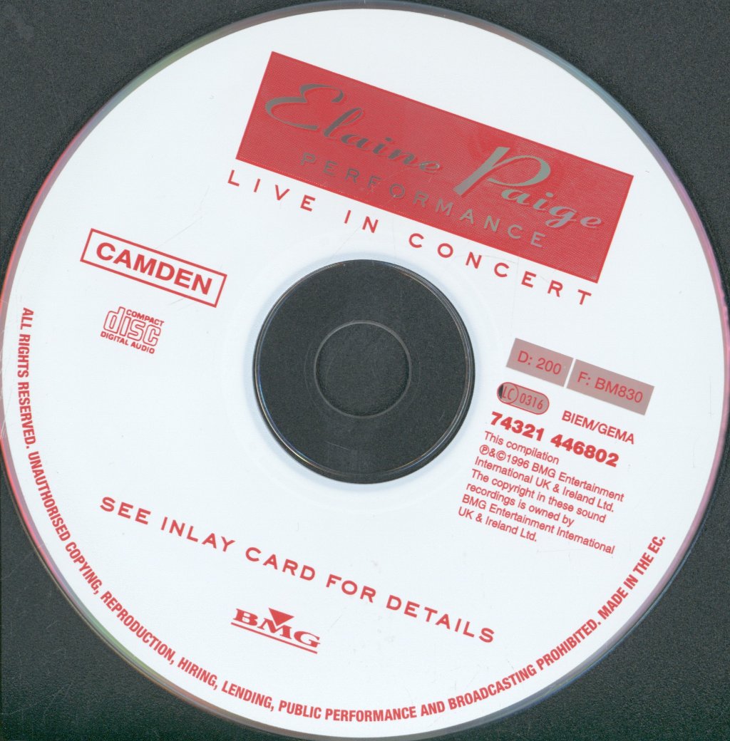 Elaine Paige - Performance (Live In Concert) - Cd