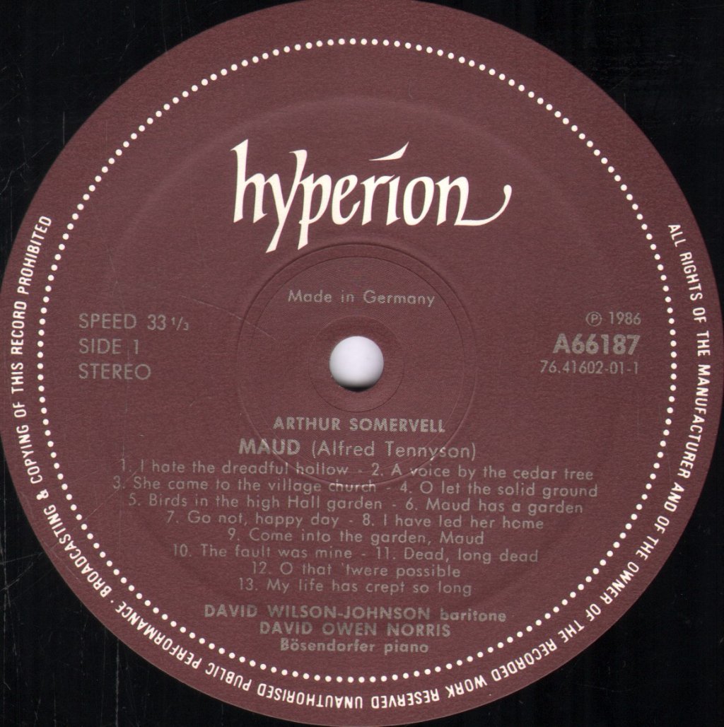 David Wilson-Johnson / David Owen Norris - Somervell - Maud / A Shropshire Lad - Lp