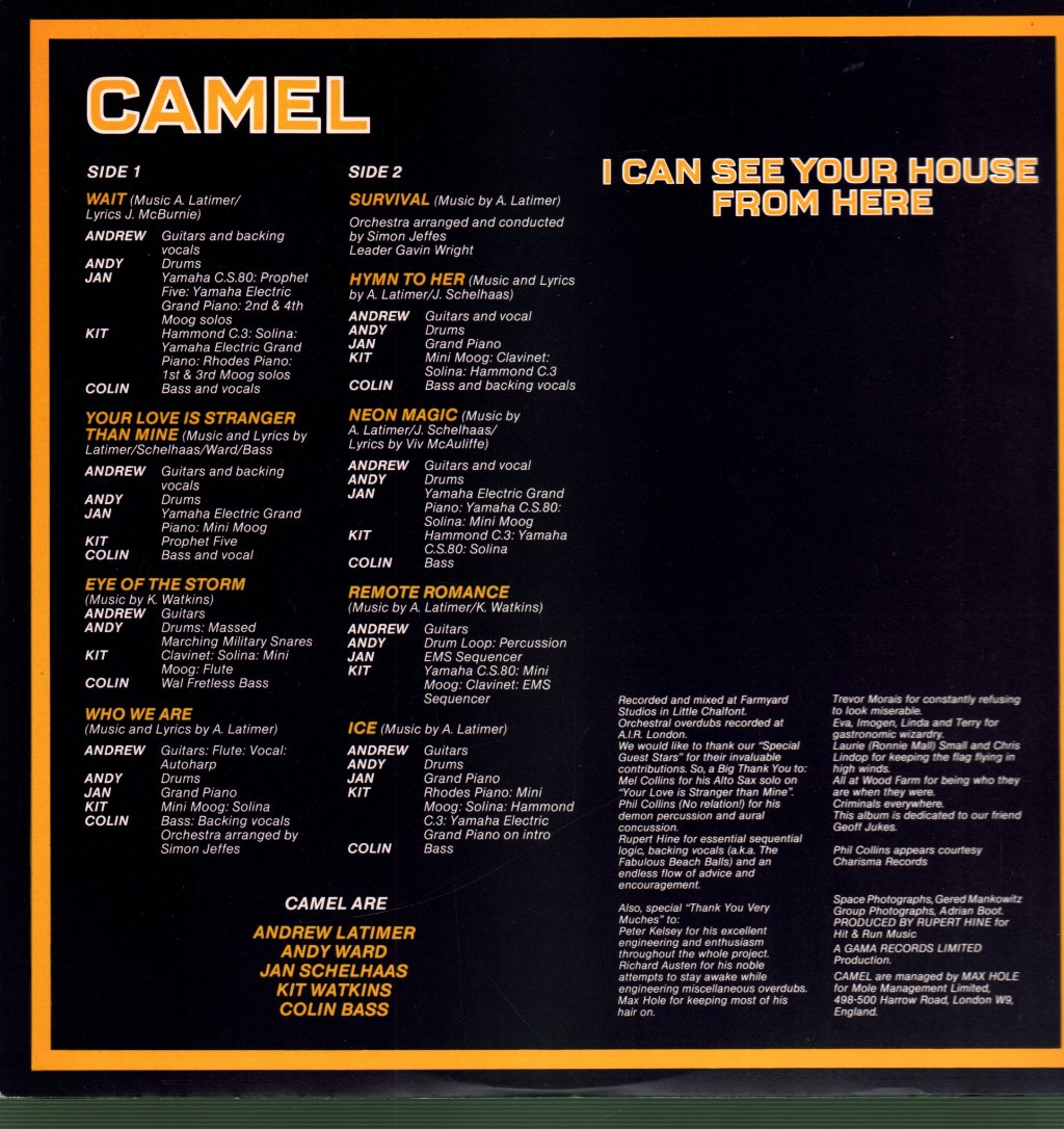 Camel - I Can See Your House From Here - Lp