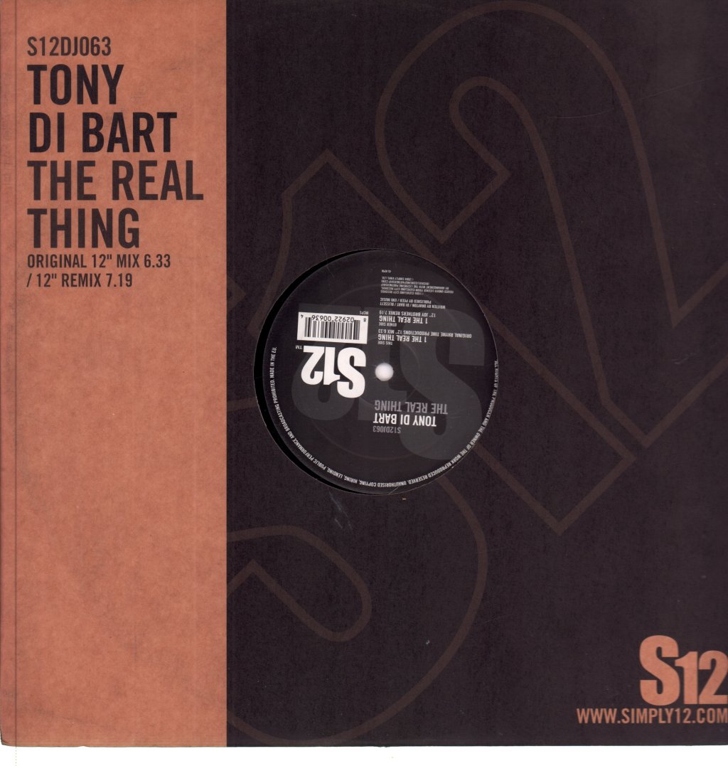 Tony Di Bart - Real Thing - 12 Inch