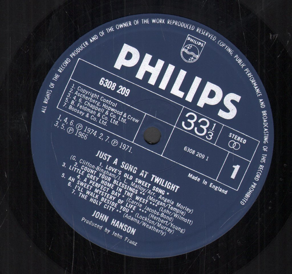 John Hanson - Just A Song At Twilight - Lp