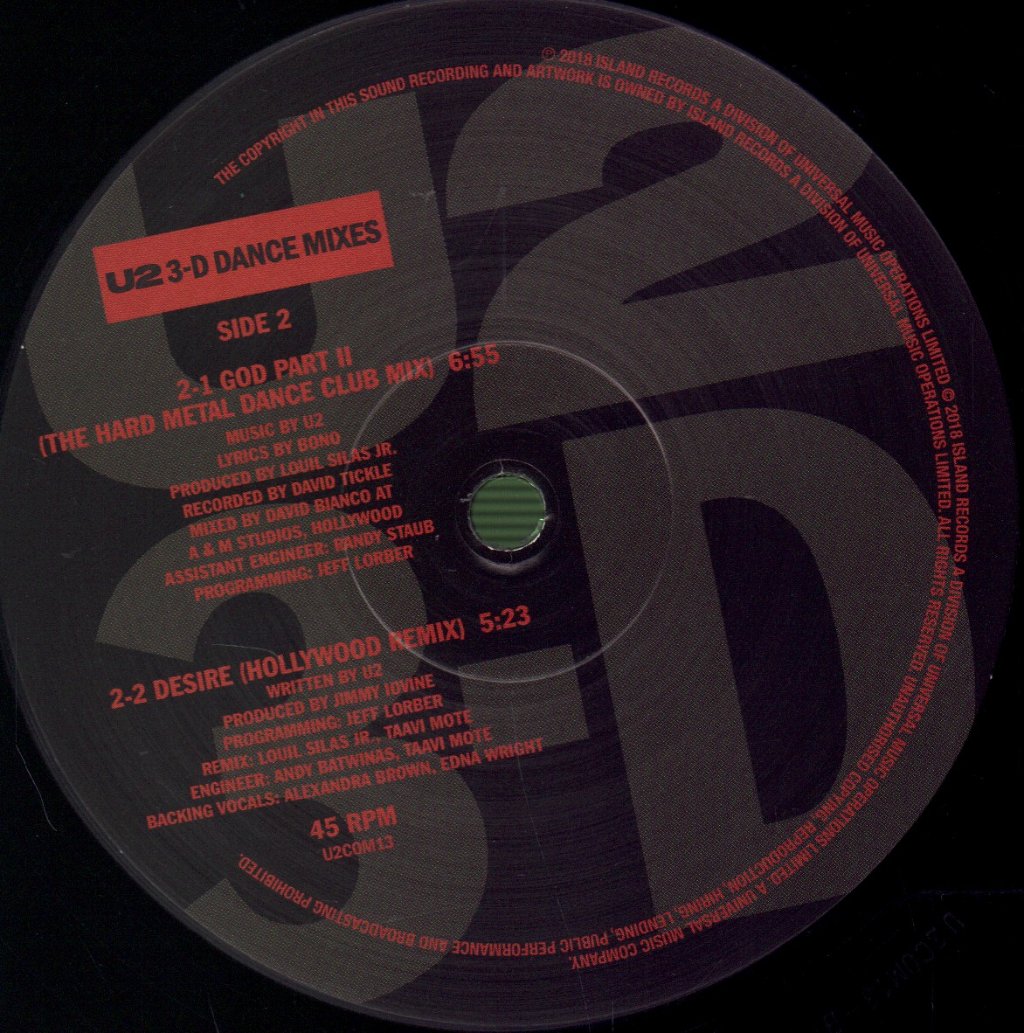 U2 - 3-D Dance Mixes - 12 Inch