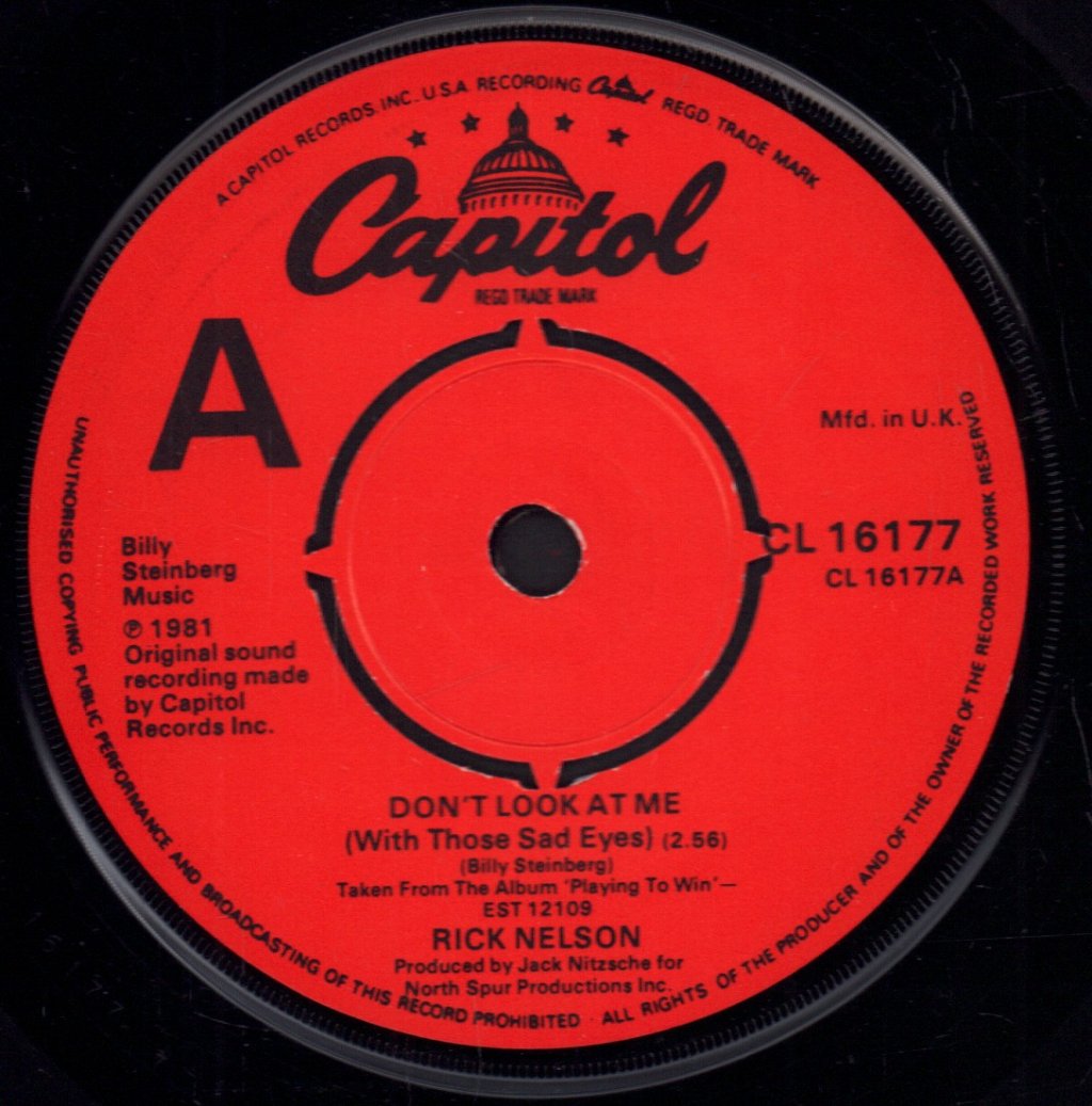 Rick Nelson - Don't Look At Me - 7 Inch