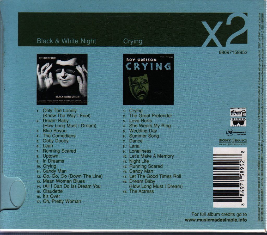 Roy Orbison - Black & White Night / Crying - Double Cd