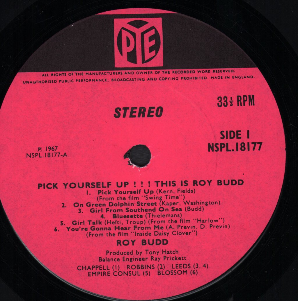 Roy Budd - Pick Yourself Up!!! - Lp