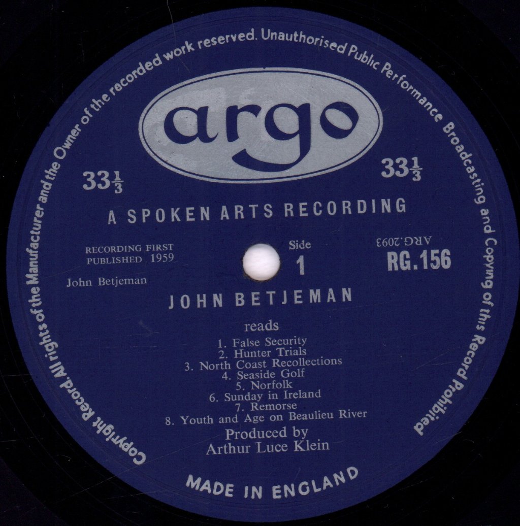 John Betjeman - Reads Selected Poetry - Lp