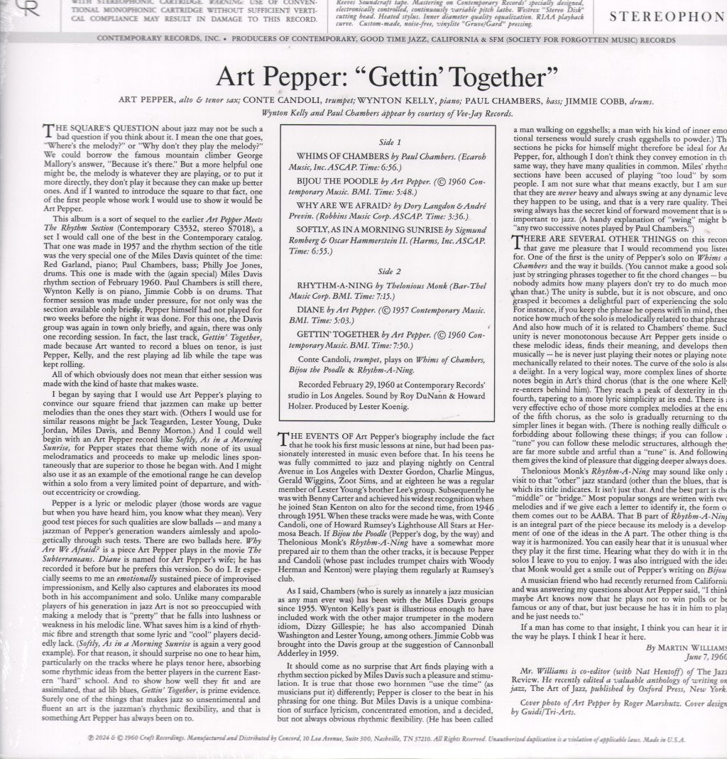 Art Pepper - Gettin' Together - Lp