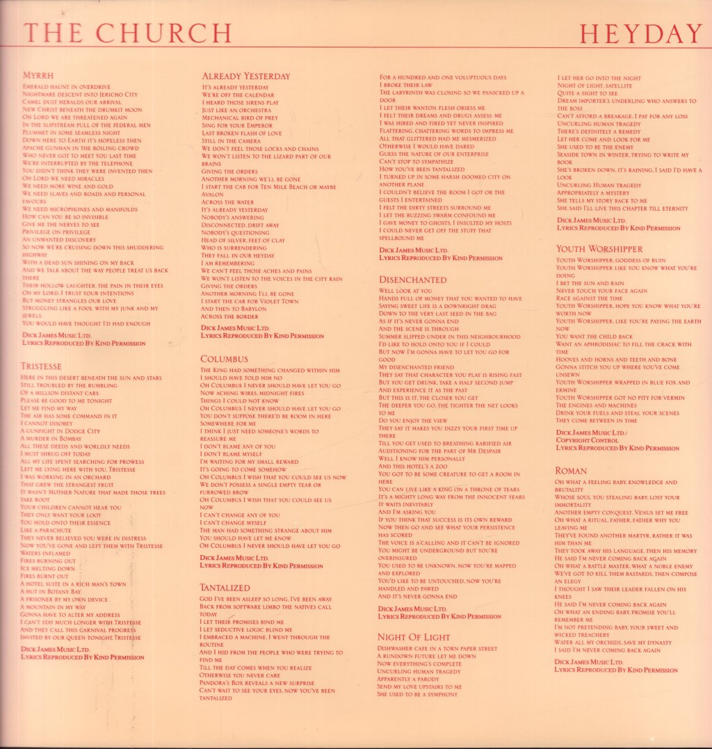 Church - Heyday - Lp