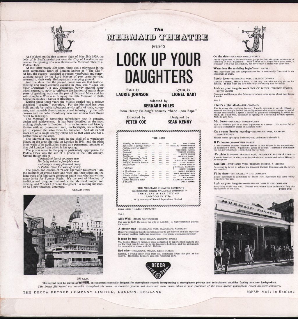Mermaid Theatre Company - Lock Up Your Daughters - Original Cast Recording - Lp