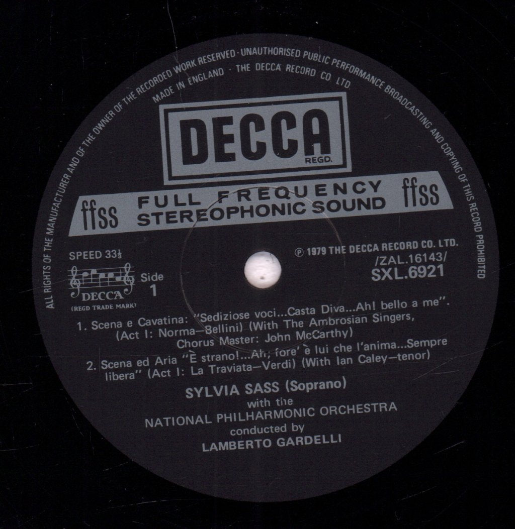 Sylvia Sass / Lamberto Gardelli / National Philharmonic Orchestra - Sings Dramatic Arias - Lp