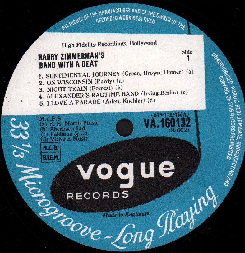 harry zimmerman - band with a beat - Lp