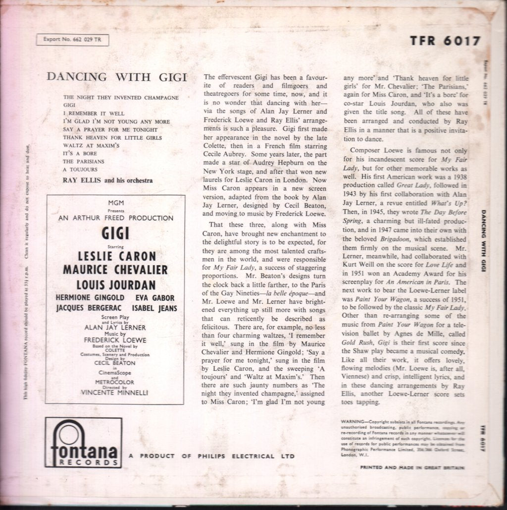 Ray Ellis And His Orchestra - Dancing With Gigi - 10 Inch