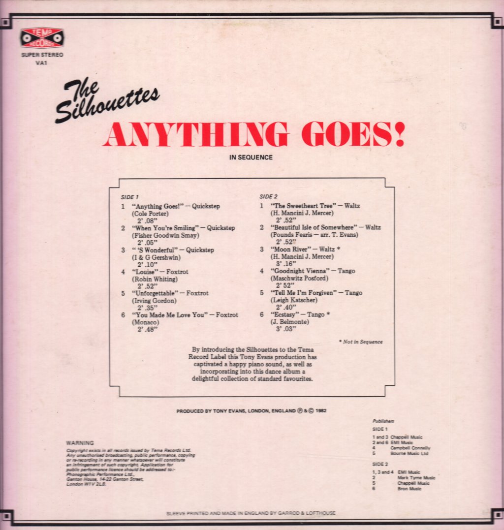 Silhouettes - Anything Goes! - Lp