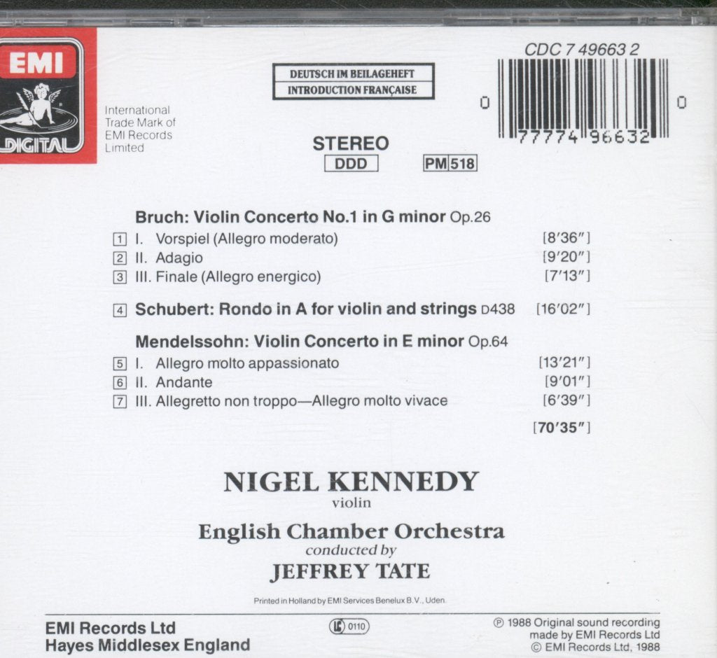 Nigel Kennedy - Bruch / Schubert / Mendelssohn - Violin Concertos /  Rondo - Cd