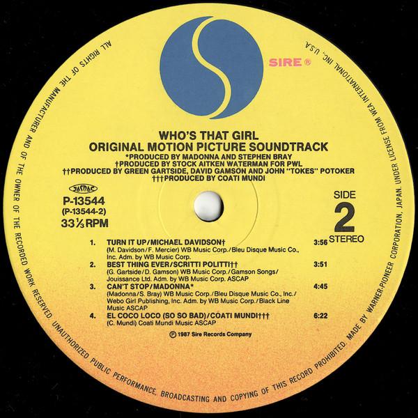 Madonna - Who's That Girl (Original Motion Picture Soundtrack) - Lp