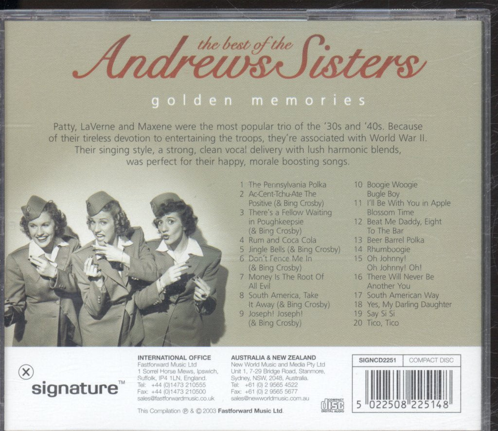 Andrews Sisters - Best Of The Andrews Sisters (Golden Memories) - Cd