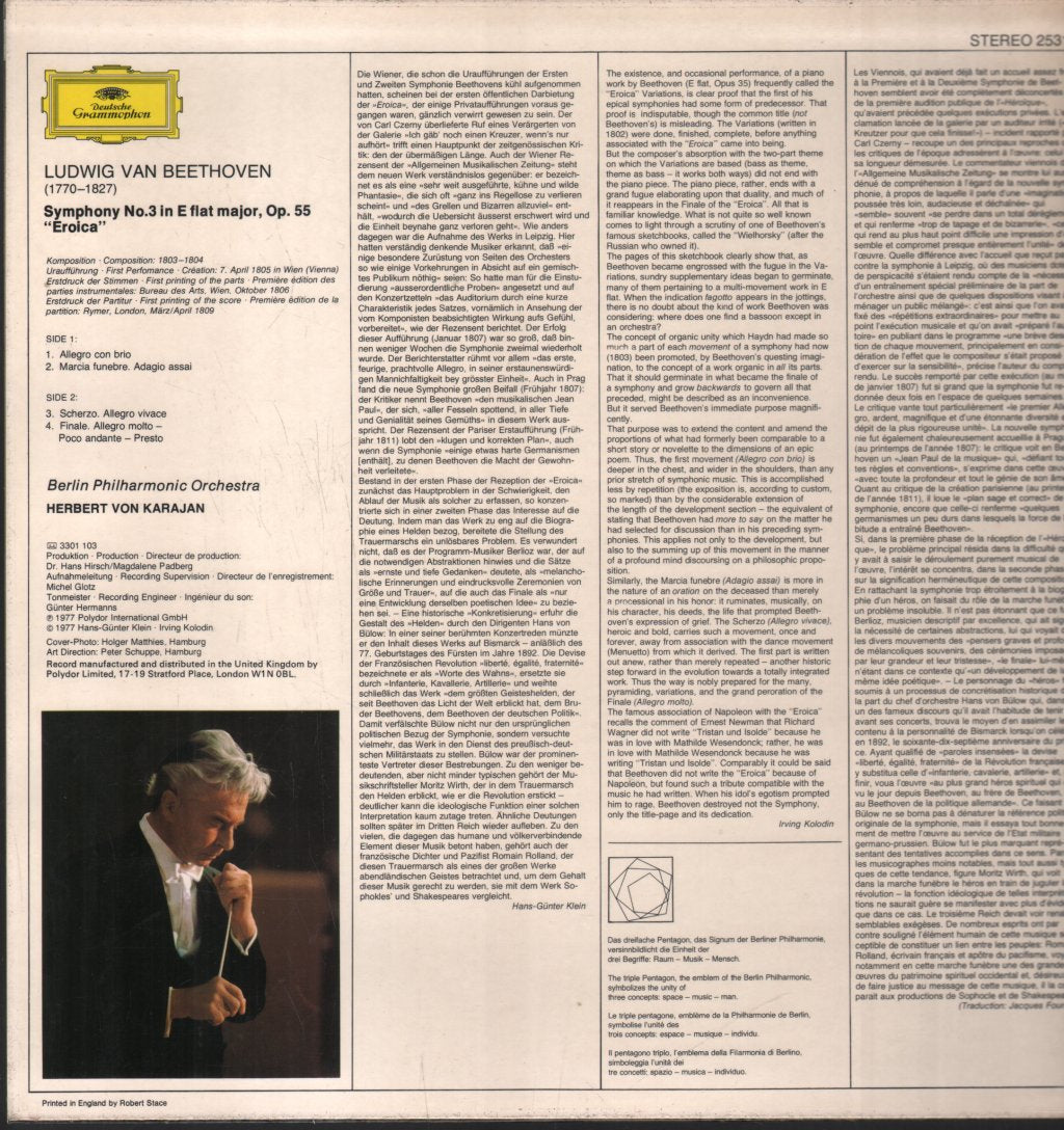 Herbert Von Karajan / Berlin Philharmonic Orchestra - Beethoven - Symphony No.3 Eroica - Lp