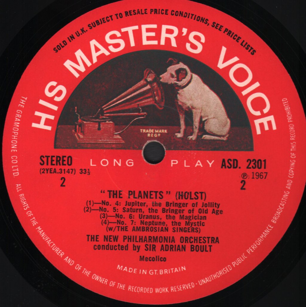 Sir Adrian Boult / New Philharmonia Orchestra - Holst The Planets - Lp