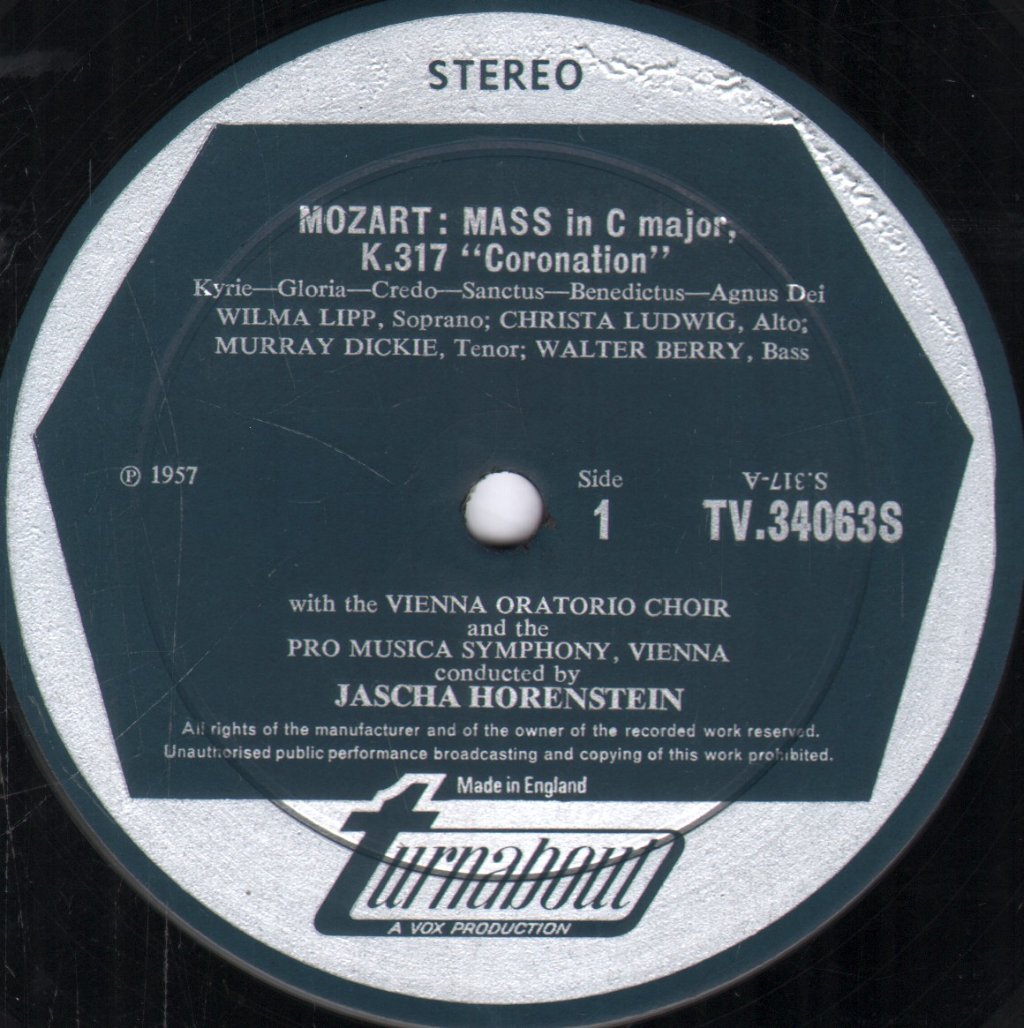 Jascha Horenstein / Pro Musica Symphony - Mozart - Coronation Mass Vesperae Solemnes De Confessore - Lp